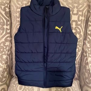 Boys Puma vest-  worn a few times but in amazing shape!!! Navy blue and gold.